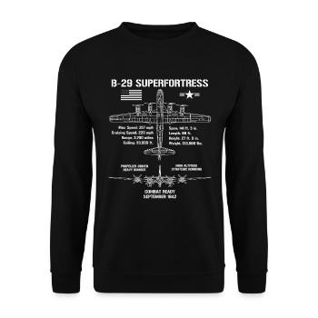 B-29 SuperFortress Specs Military Aircraft B29 - Unisex Pullover - Schwarz - Vorne - Alina (178cm) & Michal (187cm)