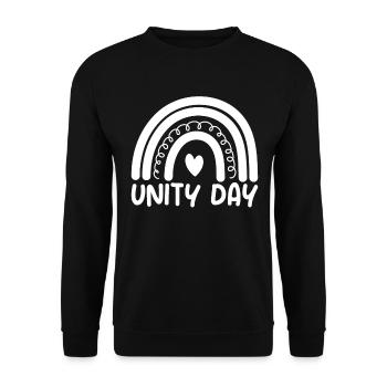Tag der Einheit Stoppt Mobbing Freundlichkeit ist - Unisex Pullover - Schwarz - Vorne - Alina (178cm) & Michal (187cm)