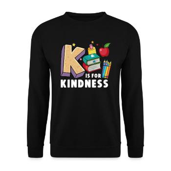 K steht für Freundlichkeit. Stoppen Sie Mobbing. F - Unisex Pullover - Schwarz - Vorne - Alina (178cm) & Michal (187cm)