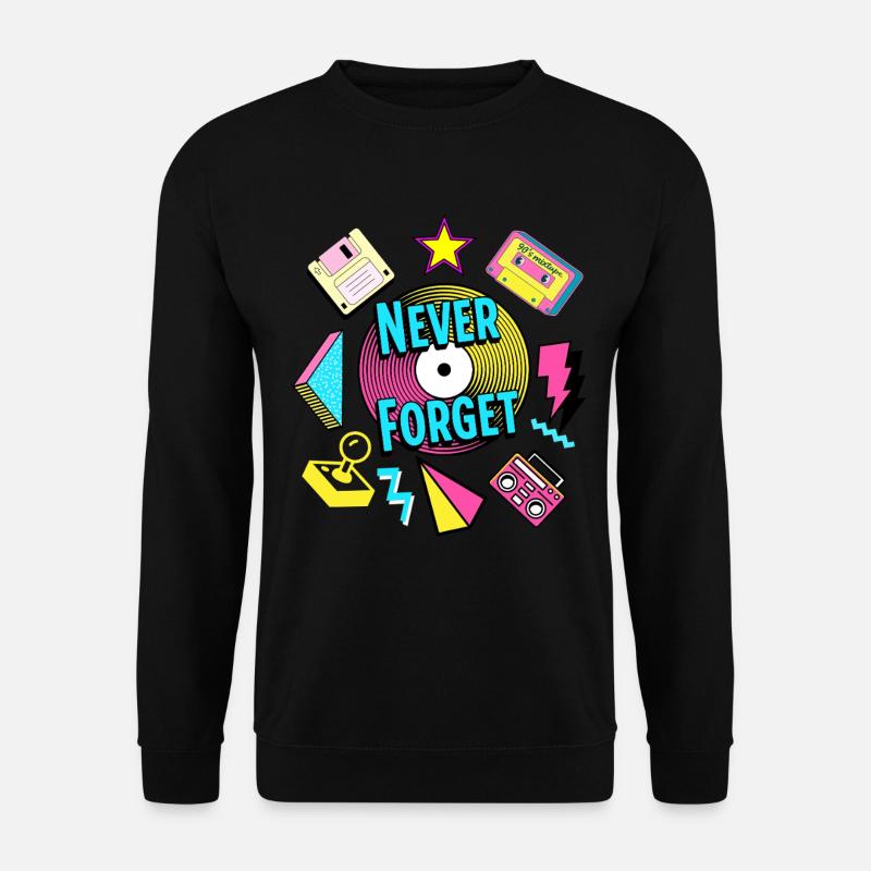Never Forget 90s Retro Nostalgie - Unisex Pullover - Schwarz
