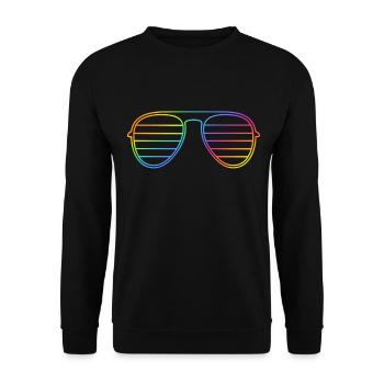 Neon Pride Brille – Minimalistisches Design - Unisex Pullover - Schwarz - Vorne - Alina (178cm) & Michal (187cm)