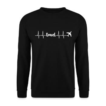 Voyage voyage battement de coeur avion ECG (battement de coeur) - Sweat-shirt Unisexe - noir - Devant - Alina (178cm) & Michal (187cm)