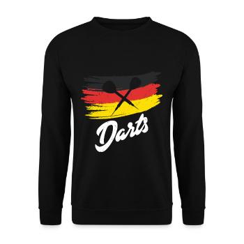 Dart Darthemd lustig Deutschlandfahne Dartpfeile - Unisex Pullover - Schwarz - Vorne - Alina (178cm) & Michal (187cm)