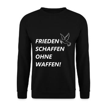 Frieden schaffen ohne Waffen! - Friedenstaube - Unisex Pullover - Schwarz - Vorne - Alina (178cm) & Michal (187cm)