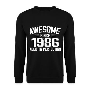Jahrgang 1986 Geschenk zum 38. Geburtstag 1986 - Unisex Pullover - Schwarz - Vorne - Alina (178cm) & Michal (187cm)