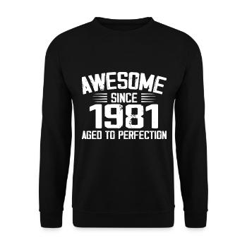 Jahrgang 1981 Geschenk zum 43. Geburtstag 1981 - Unisex Pullover - Schwarz - Vorne - Alina (178cm) & Michal (187cm)