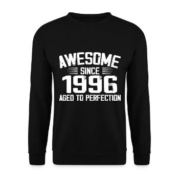Jahrgang 1996 Geschenk zum 28. Jahrestag 1996 - Unisex Pullover - Schwarz - Vorne - Alina (178cm) & Michal (187cm)