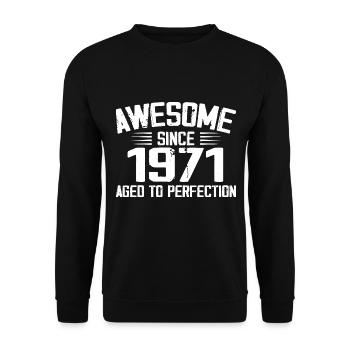 Jahrgang 1971 Geschenk zum 53. Geburtstag 1971 - Unisex Pullover - Schwarz - Vorne - Alina (178cm) & Michal (187cm)