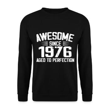 Jahrgang 1976 Geschenk zum 48. Jahrestag 1976 - Unisex Pullover - Schwarz - Vorne - Alina (178cm) & Michal (187cm)