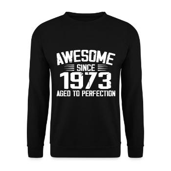 Jahrgang 1973 Geschenk zum 51. Geburtstag 1973 - Unisex Pullover - Schwarz - Vorne - Alina (178cm) & Michal (187cm)