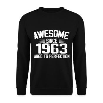 Jahrgang 1963 Geschenk zum 61. Geburtstag 1963 - Unisex Pullover - Schwarz - Vorne - Alina (178cm) & Michal (187cm)