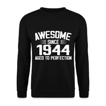 Jahrgang 1944 Geschenk zum 80. Geburtstag 1944 - Unisex Pullover - Schwarz - Vorne - Alina (178cm) & Michal (187cm)
