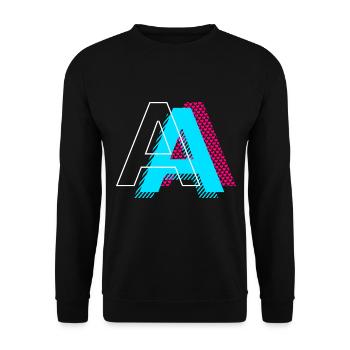 Pop Art Buchstabe A Geschenk - Unisex Pullover - Schwarz - Vorne - Alina (178cm) & Michal (187cm)