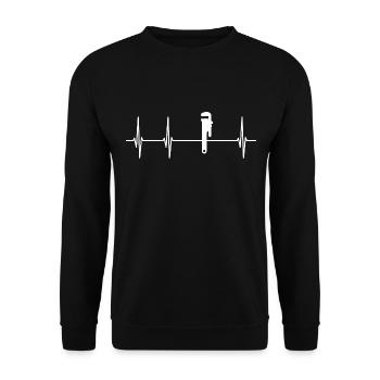 Heartbeat Plumber ECG - Unisex Sweatshirt - black - Front - Alina (178cm) & Michal (187cm)