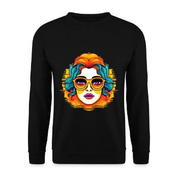 70s Head Music Funky Sunglasses Retro - Unisex Sweatshirt - black - Front - Alina (178cm) & Michal (187cm)