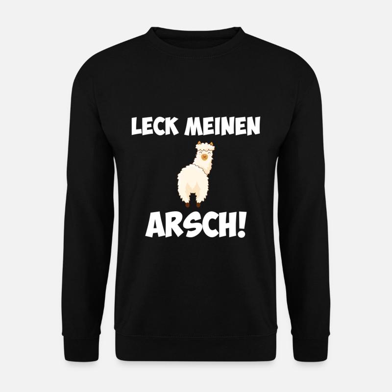 Leck Meinen Arsch Alpaka Lama Spruch Geschenk - Unisex Pullover - Schwarz