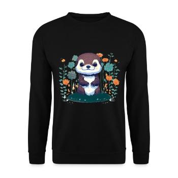 Fleurs de loutre bébé – Loutre - Unisex Sweatshirt - black - Front - Alina (178cm) & Michal (187cm)