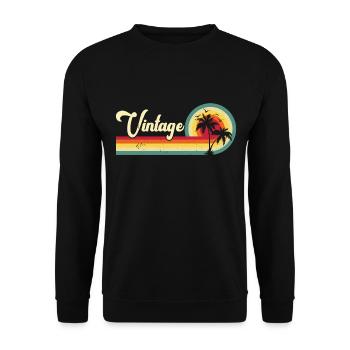 Vintage Palmen Strand Sommer - Unisex Pullover - Schwarz - Vorne - Alina (178cm) & Michal (187cm)