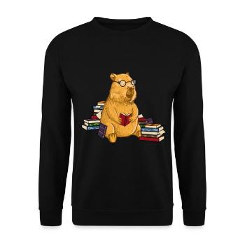 Nerd Capybara mit Brille - Unisex Pullover - Schwarz - Vorne - Alina (178cm) & Michal (187cm)