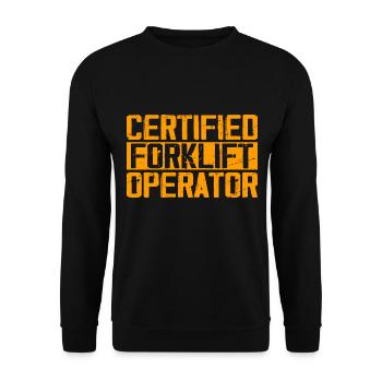 Zertifizierter Gabelstaplerfahrer - Unisex Pullover - Schwarz - Vorne - Alina (178cm) & Michal (187cm)