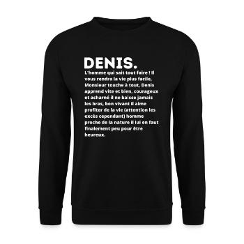 Denis prénom personnalité - Sweat-shirt Unisexe - noir - Devant - Alina (178cm) & Michal (187cm)
