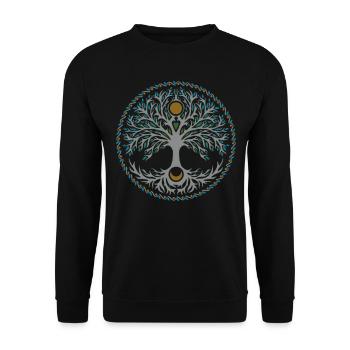 Baum des Lebens, Yggdrasil, Keltisches Symbol, - Unisex Pullover - Schwarz - Vorne - Alina (178cm) & Michal (187cm)