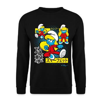 Les Schtroumpfs La Schtroumpfette Japonais - Sweat-shirt Unisexe - noir - Devant - Alina (178cm) & Michal (187cm)