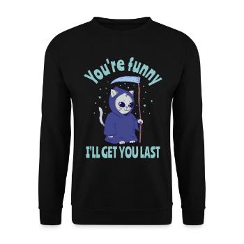 Drôle Grim Reaper Cat Costume d’Halloween - Sweat-shirt Unisexe - noir - Devant - Alina (178cm) & Michal (187cm)
