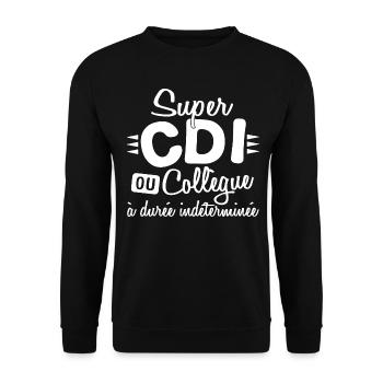 Collègue Durée Indéterminée CDI Cadeau T-shirt Mug - Sweat-shirt Unisexe - noir - Devant - Alina (178cm) & Michal (187cm)