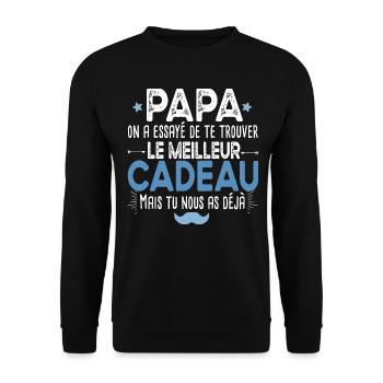 Papa Père Papou Papounet Cadeau T-shirt Mug - Sweat-shirt Unisexe - noir - Devant - Alina (178cm) & Michal (187cm)