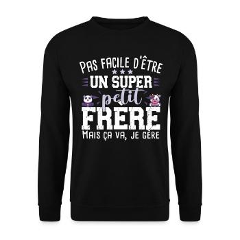 Petit Frère Panda Vache Cadeau Bébé Garçon Famille - Sweat-shirt Unisexe - noir - Devant - Alina (178cm) & Michal (187cm)