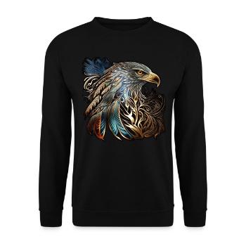 Eagle Eagle Head Feathers Tribal Tattoo Style Bird - Unisex Sweatshirt - black - Front - Alina (178cm) & Michal (187cm)