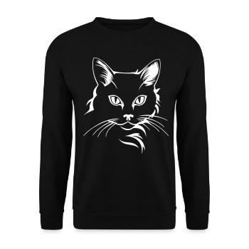 Katze - Unisex Pullover - Schwarz - Vorne - Alina (178cm) & Michal (187cm)