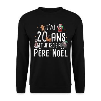 20 Ans Anniversaire Cadeau Père Noël Humour - Sweat-shirt Unisexe - noir - Devant - Alina (178cm) & Michal (187cm)