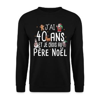 40 Ans Anniversaire Cadeau Père Noël Humour - Sweat-shirt Unisexe - noir - Devant - Alina (178cm) & Michal (187cm)