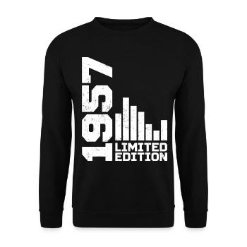 Vintage 1957 Geburtstagsgeschenk 1957 Baujahr 1957 - Unisex Pullover - Schwarz - Vorne - Alina (178cm) & Michal (187cm)