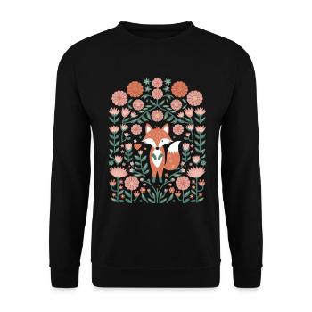 Renard cottagecore dans la mer de fleurs - Sweat-shirt Unisexe - noir - Devant - Alina (178cm) & Michal (187cm)