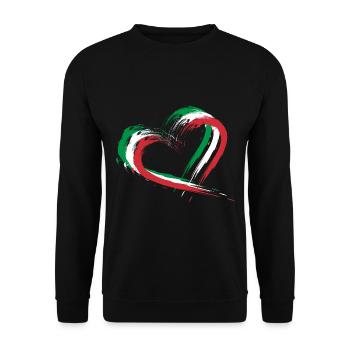 Heart Bust Flag Italy Flag Colors Holiday - Unisex Sweatshirt - black - Front - Alina (178cm) & Michal (187cm)