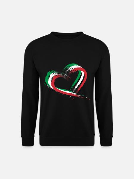 Drapeau Buste Coeur Drapeau Italie Couleurs Vacances - Sweat-shirt Unisexe - noir