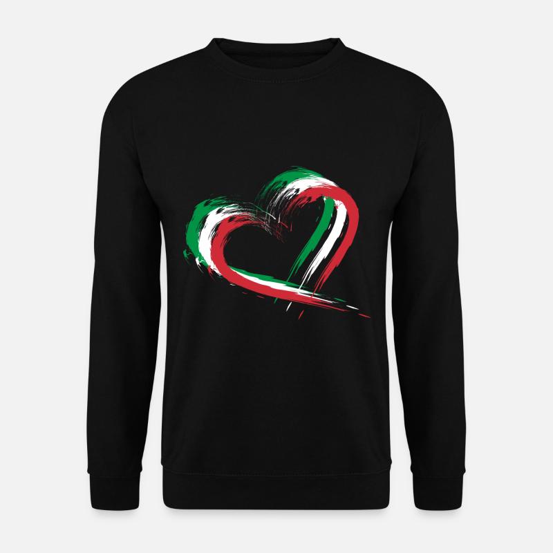 Drapeau Buste Coeur Drapeau Italie Couleurs Vacances - Sweat-shirt Unisexe - noir
