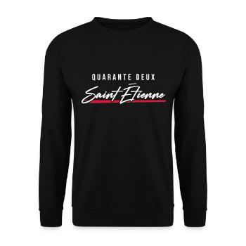 Saint Étienne 42 Frankreich Kennzeichen - Unisex Pullover - Schwarz - Vorne - Alina (178cm) & Michal (187cm)