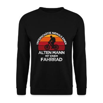 Fahrrad alter Mann - Unisex Pullover - Schwarz - Vorne - Alina (178cm) & Michal (187cm)