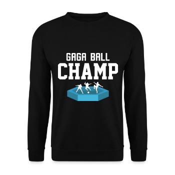 Gaga Ball Champ Gewinnt Jedes Spiel - Unisex Pullover - Schwarz - Vorne - Alina (178cm) & Michal (187cm)