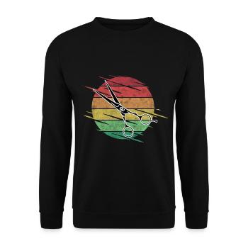 Friseur Schere - Unisex Pullover - Schwarz - Vorne - Alina (178cm) & Michal (187cm)