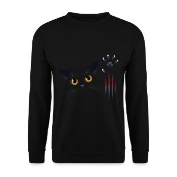 Schwarze Katze - Unisex Pullover - Schwarz - Vorne - Alina (178cm) & Michal (187cm)