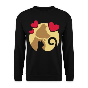 Cat and dog - Unisex Sweatshirt - black - Front - Alina (178cm) & Michal (187cm)