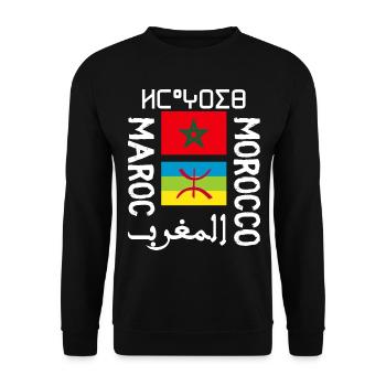 Maroc Amazigh - Sweat-shirt Unisexe - noir - Devant - Alina (178cm) & Michal (187cm)