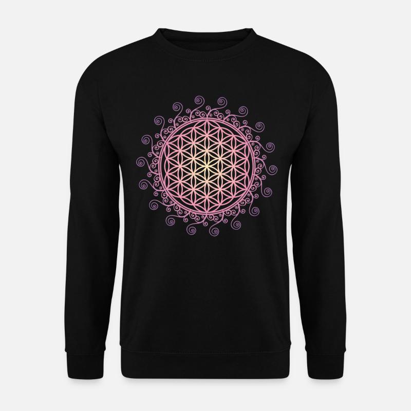 Blume des Lebens, Heilige Geometrie, Yoga, Symbol - Unisex Pullover - Schwarz