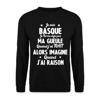 Je suis Basque - Je ferme pas ma gueule - Sweat-shirt Unisexe - noir - Devant - Alina (178cm) & Michal (187cm)