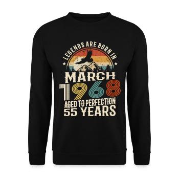 März 1968 - 55 Jahre alt - 55. Geburtstag - Unisex Pullover - Schwarz - Vorne - Alina (178cm) & Michal (187cm)